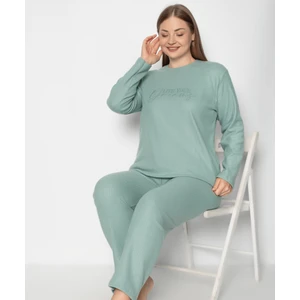 Kışlık Büyük Beden Sıcak Tutan Uzun Kollu Pijama Takım