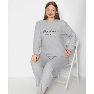 Kışlık Büyük Beden Sıcak Tutan Uzun Kollu Pijama Takım