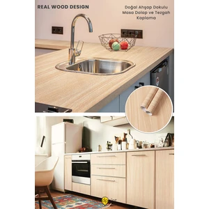 Kendinden Yapışkanlı 60CM×100CM Doğal Ahşap Dokulu Mutfak Dolap Masa Kaplama Duvar Kağıdı
