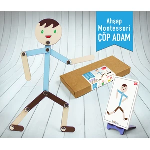Erkek Figür Ahşap Çöp Adam Montessori Yapboz Aktivite Eğitici Ahşap Oyuncak