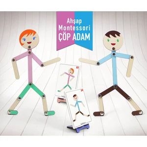 Kız Erkek Figür Ahşap Çöp Adam Montessori Yapboz Aktivite Eğitici Ahşap Oyuncak