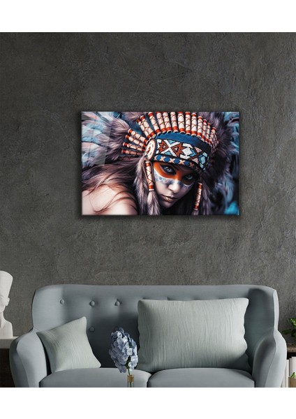 Kızılderili Kadın Cam Tablo Indian