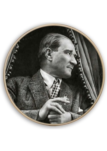Atatürk Yuvarlak Cam Tablo