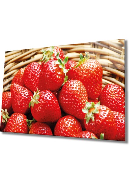 Çilekler Cam Tablo Strawberries