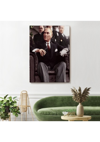 Atatürk Portre Tablosu Mustafa Kemal Atatürk Dikdörtgen Dekoratif Kanvas Tablo-Ch-58