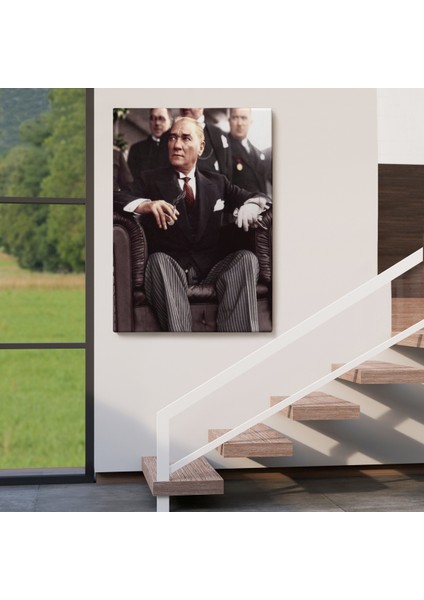 Atatürk Portre Tablosu Mustafa Kemal Atatürk Dikdörtgen Dekoratif Kanvas Tablo-Ch-58