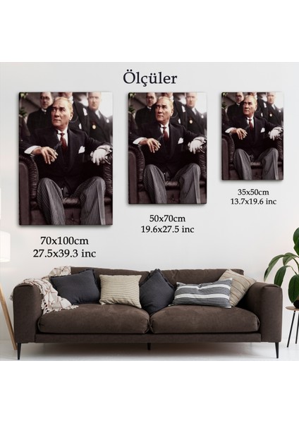 Atatürk Portre Tablosu Mustafa Kemal Atatürk Dikdörtgen Dekoratif Kanvas Tablo-Ch-58