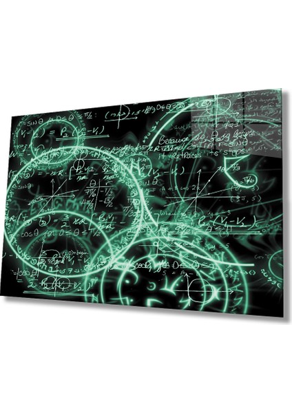 Neon Yeşil Matematik Cam Tablo Neon Green Math
