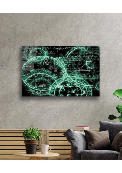 Neon Yeşil Matematik Cam Tablo Neon Green Math