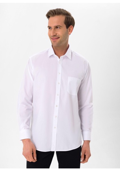 Regular Fit Klasik Yaka Düz Beyaz Erkek Gömlek GM1001400249 modelleri