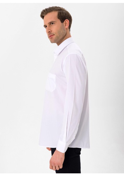 Regular Fit Klasik Yaka Düz Beyaz Erkek Gömlek GM1001400249 fırsatları