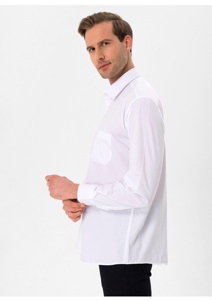 Regular Fit Klasik Yaka Düz Beyaz Erkek Gömlek GM1001400249 indirimleri