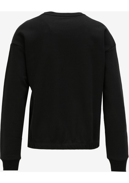 Bisiklet Yaka Baskılı Siyah Kadın Sweatshirt 6RYM70