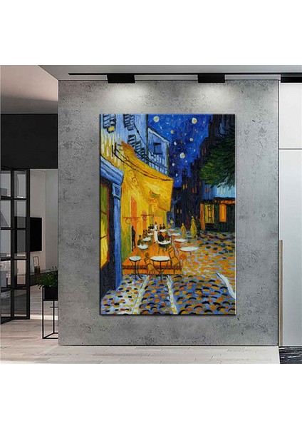 Dekoratif Van Gogh Cafe Teras Gece Tablo Tuval Üzerine Reprodüksiyon Kanvas Tablo