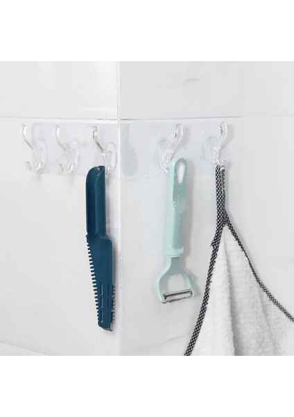 ( 1 Adet )6'li Yapışkanlı Şeffaf Duvar Askısı Banyo Mutfak Düzenleyici Askı Pratik Askılık fiyatları
