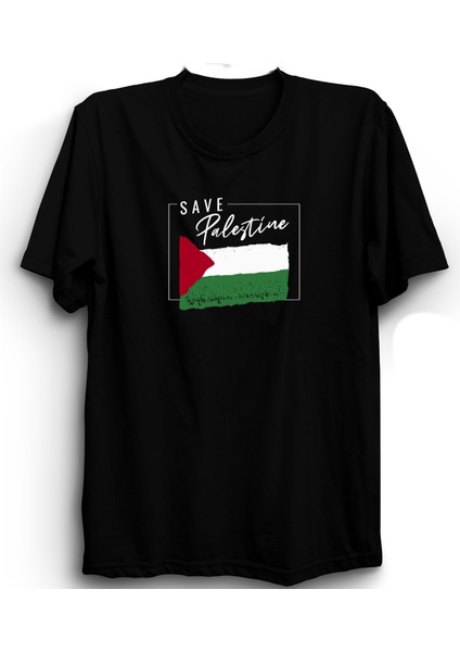 Save Palestine, Filistin'i Koru, With Flag, Bayrak Tişört