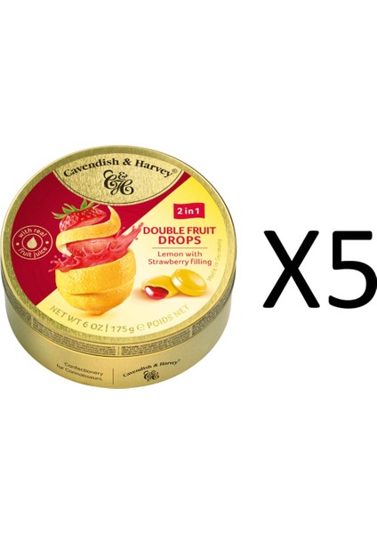 Cavendish & Harvey 5’li Çilek Dolgulu Limon Aromalı Şeker 175 Gr