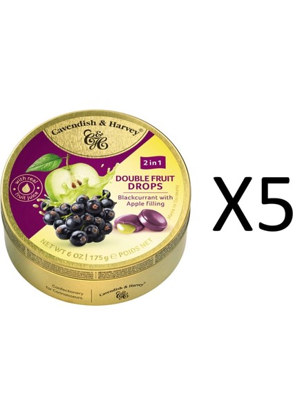 -5’li Siyah Elma Dolgulu Frenk Üzümü Aromalı Şeker 175 Gr- Atıştırmalık Şekerleme