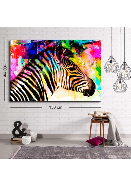 Dekoratif Baskı Illüstrasyon Zebra Pop Art Kanvas Tablo