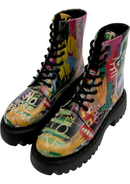 Kadın Vegan Deri Çok Renkli Uzun Bot - No More Drama Tasarım