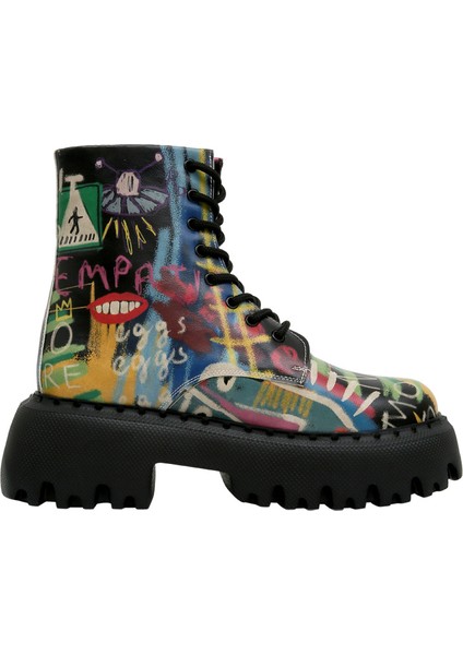 Kadın Vegan Deri Çok Renkli Uzun Bot - No More Drama Tasarım fırsatları