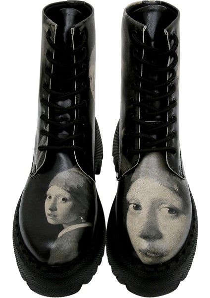 Kadın Vegan Deri Siyah Uzun Bot - Girl With a Pearl Earring Tasarım fiyatları