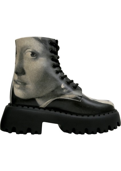 Kadın Vegan Deri Siyah Uzun Bot - Girl With a Pearl Earring Tasarım fırsatları