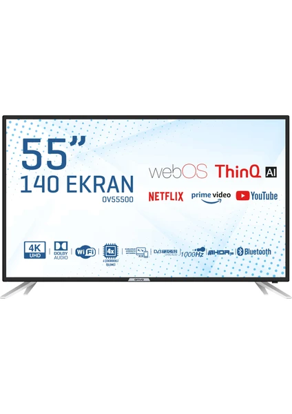 OV55500 55" 139 Ekran Uydu Alıcılı 4K Ultra HD Smart LED TV