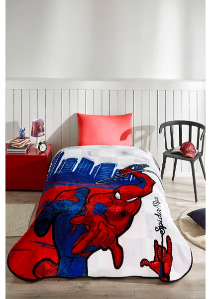 Spiderman Blue City Disney Lisanslı Tek Kişilik Çocuk Battaniyesi 155X215 1729