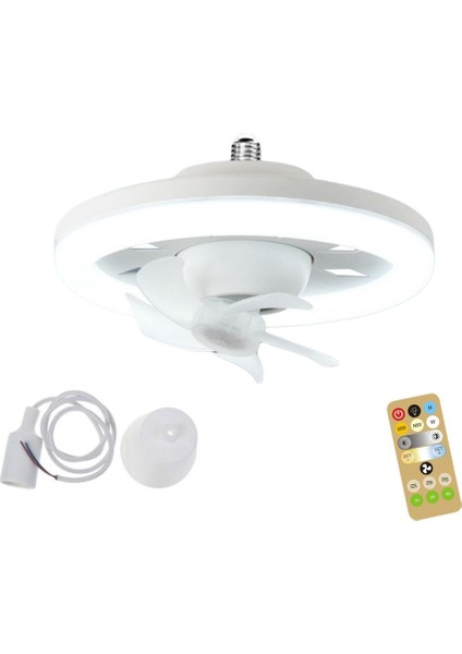 Işıklı Tavan Fanı 60W 3-Speed Soğutma Fanı Tavan Işık Uzaktan Kumanda E27 Lamba Tutucu Elektrikli Fan Lambası A (Yurt Dışından)