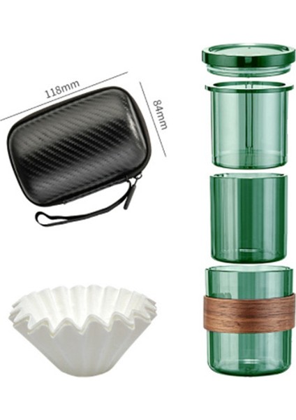 Taşınabilir 3-In-1 El Dökün Cezve Seti Taşınabilir Filtre Filtreli Fincan Filtre Seyahat Kahve El Dökün Fincan, Yeşil-Şeffaf (Yurt Dışından) fırsatları