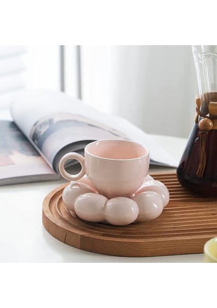 Çiçek Kahve Fincanı ve Tabağı Seti Sevimli Kupa ve Tabağı Seti Ayçiçeği Tabağı ile Seramik Kahve Fincanı Latte Bardak 6.7 Oz Gümüş (Yurt Dışından)