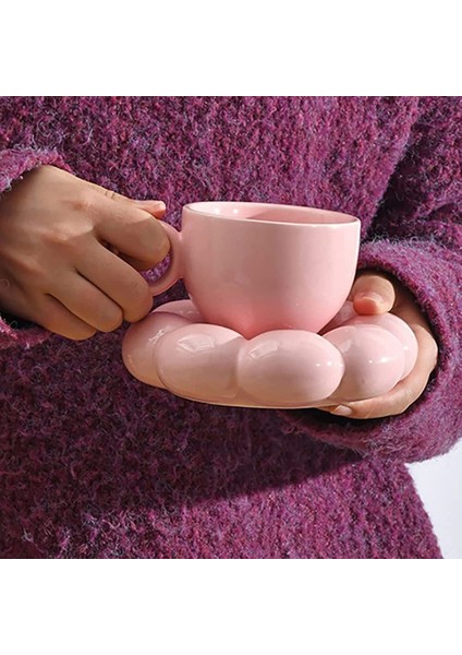 Çiçek Kahve Fincanı ve Tabağı Seti Sevimli Kupa ve Tabağı Seti Ayçiçeği Tabağı ile Seramik Kahve Fincanı Latte Bardak 6.7 Oz Gümüş (Yurt Dışından)