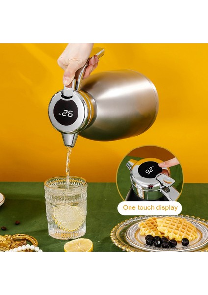 2.2l Kapasiteli Paslanmaz Çelik Sürahi Ev Kahve Su Isıtıcısı Mutfak Çay Potu Sürahi Ekran Sıcaklık Şişesi A (Yurt Dışından) fırsatları