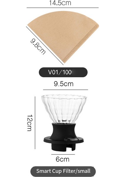 Cam Cezve Akıllı Fincan Kahve Filtreli Fincan, 1pc Akıllı Fincan ve 100 Adet Filtre Kağıdı (Yurt Dışından) fiyatları