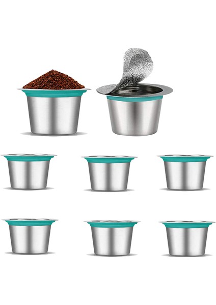 8 Adet Paslanmaz Çelik Doldurulabilir Kahve Mühürlü Kutu Yeniden Kullanılabilir Kahve Filtresi (Yurt Dışından)