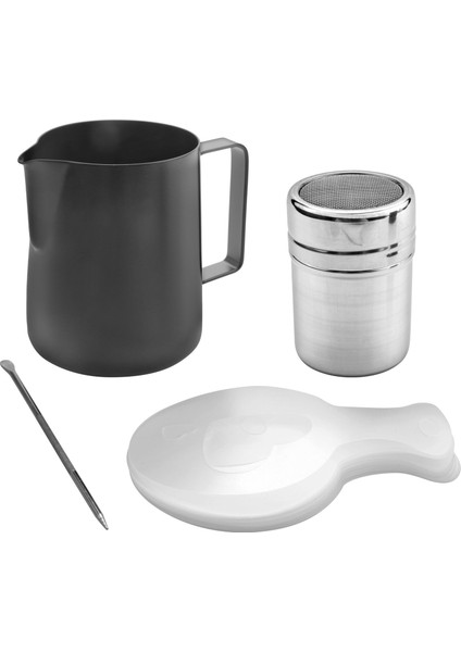 Paslanmaz Çelik Süt Köpürtme Sürahi 12 Oz Kahve Çalkalayıcı Duster Şeker Tozu Kakao Elek Cappuccino Kahve Şablonu (Yurt Dışından)