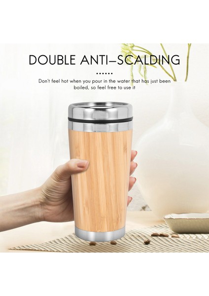 Bambu Kahve Fincanı Paslanmaz Çelik Kahve Seyahat Kupa Sızdırmaz Kapaklı Yalıtımlı Kahve Eşlik Eden Fincan Yeniden Kullanılabilir Fincan (Yurt Dışından) fiyatları