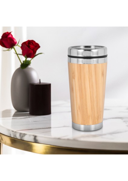 Bambu Kahve Fincanı Paslanmaz Çelik Kahve Seyahat Kupa Sızdırmaz Kapaklı Yalıtımlı Kahve Eşlik Eden Fincan Yeniden Kullanılabilir Fincan (Yurt Dışından) modelleri
