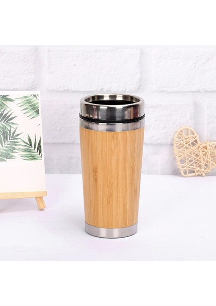 Bambu Kahve Fincanı Paslanmaz Çelik Kahve Seyahat Kupa Sızdırmaz Kapaklı Yalıtımlı Kahve Eşlik Eden Fincan Yeniden Kullanılabilir Fincan (Yurt Dışından) indirimleri