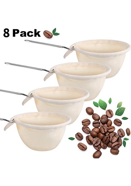 Ev ve Ofis Için Paslanmaz Çelik Saplı El Yapımı Kahve Aksesuarları ile Yeniden Kullanılabilir 8 Parça Flanel Kahve Filtresi (Yurt Dışından) fiyatları