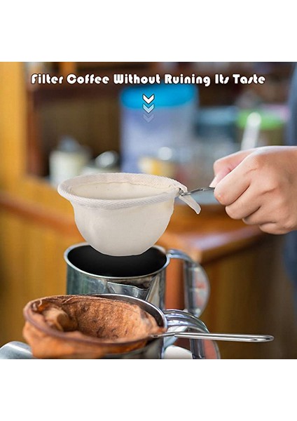Ev ve Ofis Için Paslanmaz Çelik Saplı El Yapımı Kahve Aksesuarları ile Yeniden Kullanılabilir 8 Parça Flanel Kahve Filtresi (Yurt Dışından) modelleri