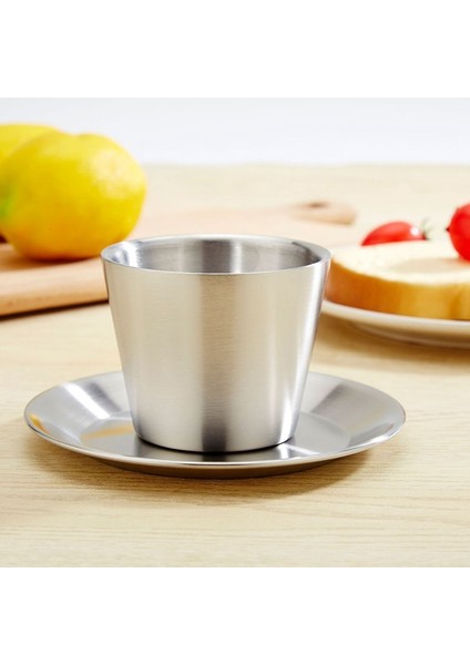 203 ml Yalıtımlı Kahve ve Çay Bardağı Çift Duvar Paslanmaz Çelik Seyahat Kolu Kaşıklı Kupalar Tabak Tabak Setleri (Yurt Dışından) fiyatları