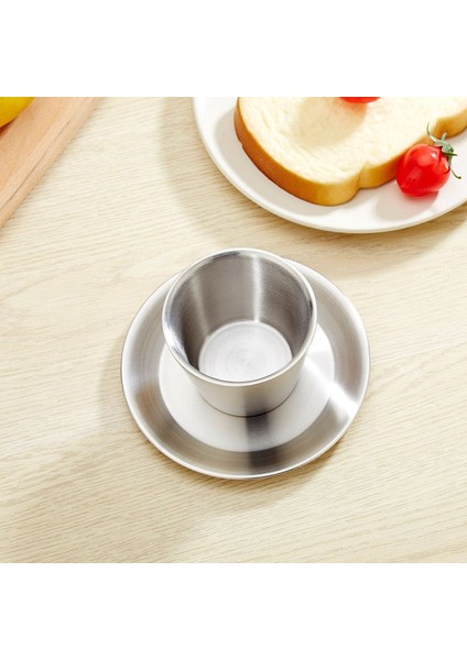 203 ml Yalıtımlı Kahve ve Çay Bardağı Çift Duvar Paslanmaz Çelik Seyahat Kolu Kaşıklı Kupalar Tabak Tabak Setleri (Yurt Dışından) modelleri