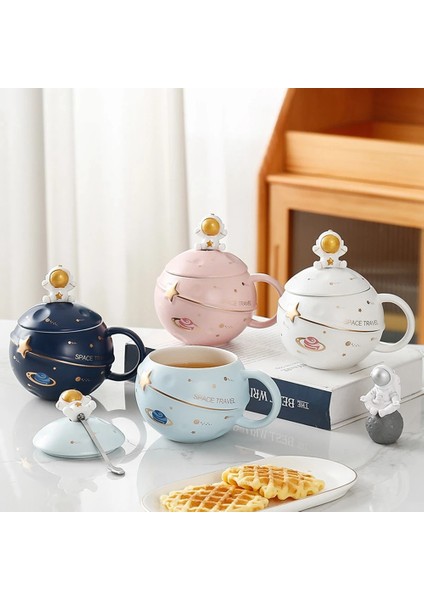 Kapaklı ve Kaşıklı Sevimli Astronot Kupa, Kahve, Çay ve Süt Için Kawaii Fincan Yenilik Kupa, Kupa Hediye, Açık Mavi (Yurt Dışından) modelleri