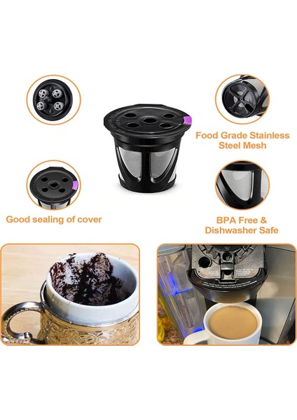 K ve K Plus Için Yeniden Kullanılabilir K Bardaklar, Yeniden Doldurulabilir Kahve Için 5 Delikli Yeniden Kullanılabilir Kahve Kapsülleri (Yurt Dışından) modelleri