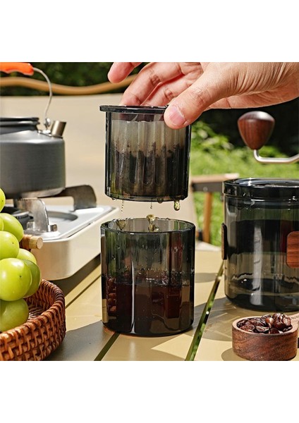 Kalıcı Filtreli Kahve Makinesi Yeniden Kullanılabilir Paslanmaz Çelik Kahve Damlatıcı Filtre Istiflenebilir Tasarım, Siyah (Yurt Dışından)