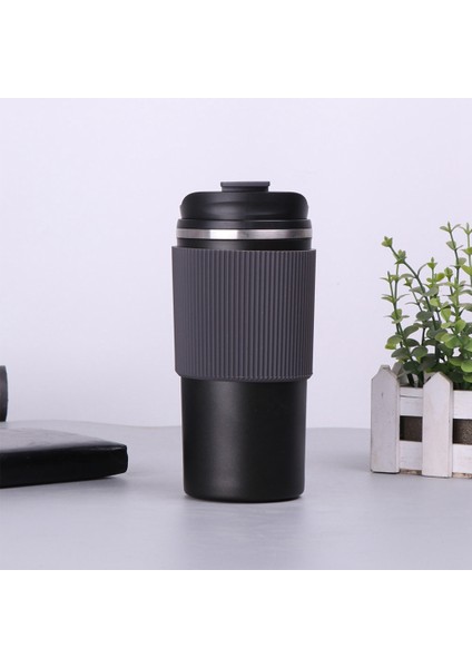 Kahve Fincanı Çift Duvar Isıya Dayanıklı Silikon Kavrama Seyahat Kupa, Sızdırmaz Kapaklı Çevre Dostu Taşınabilir Bardaklar Siyah (Yurt Dışından) fiyatları