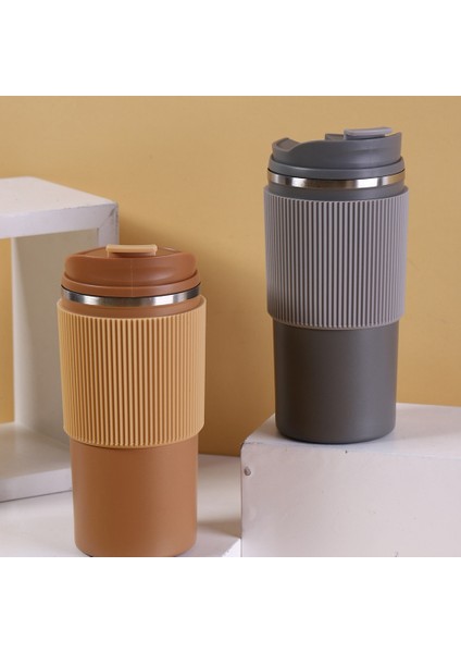 Kahve Fincanı Çift Duvar Isıya Dayanıklı Silikon Kavrama Seyahat Kupa, Sızdırmaz Kapaklı Çevre Dostu Taşınabilir Bardaklar Siyah (Yurt Dışından) modelleri