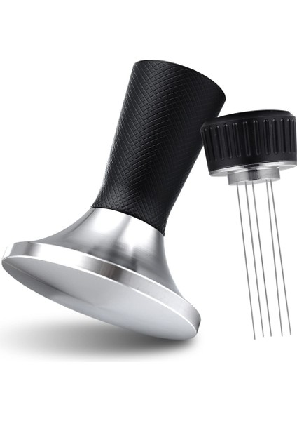 2'si 1 Arada 53,3 mm Espresso Sabotaj ve Wdt Aracı, Karıştırıcılı Kahve Sabotajı, Paslanmaz Çelik Espresso Baskı Aracı (Siyah) (Yurt Dışından)